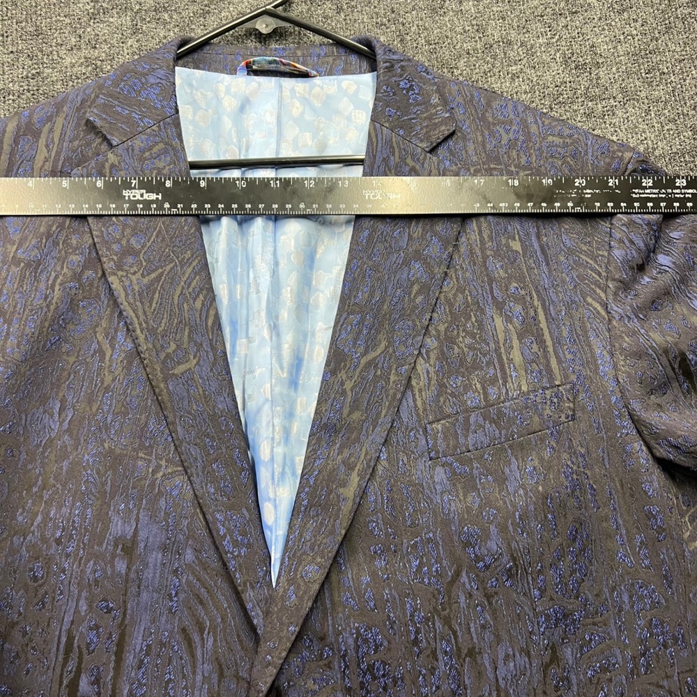 Robert Graham Mens Blue Black Jacquard Sport Coat Blazer US 50 EU 60 1JD5U0 - Picture 6 of 13